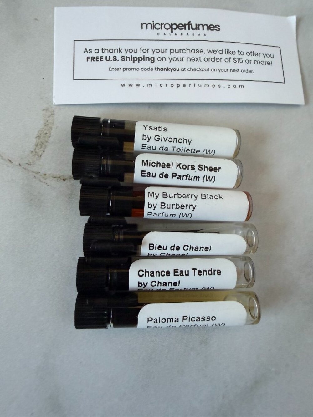 6pc Designer Perfume Sample Lot Chanel Burberry Givenchy Michael Kors